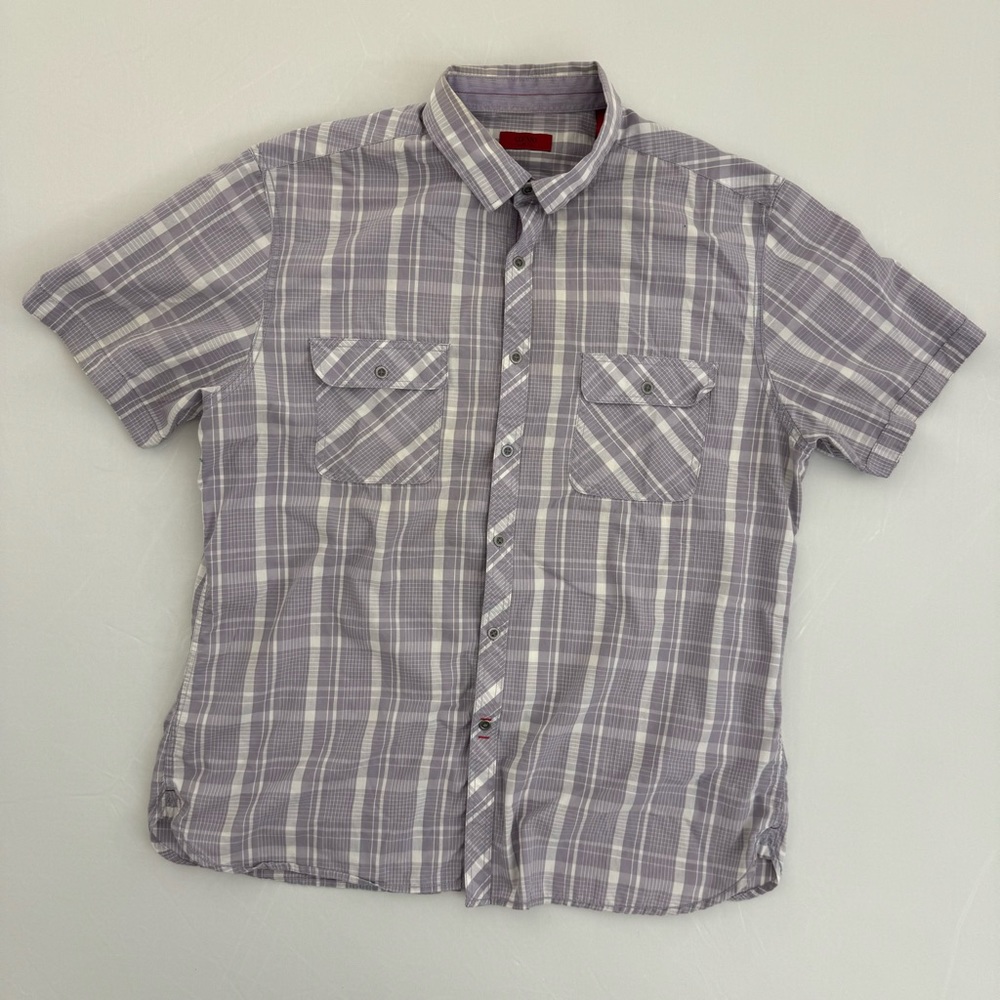 Light Purple White Vertical Stripes Alfani SS XL Button Up Shirt Extra Large